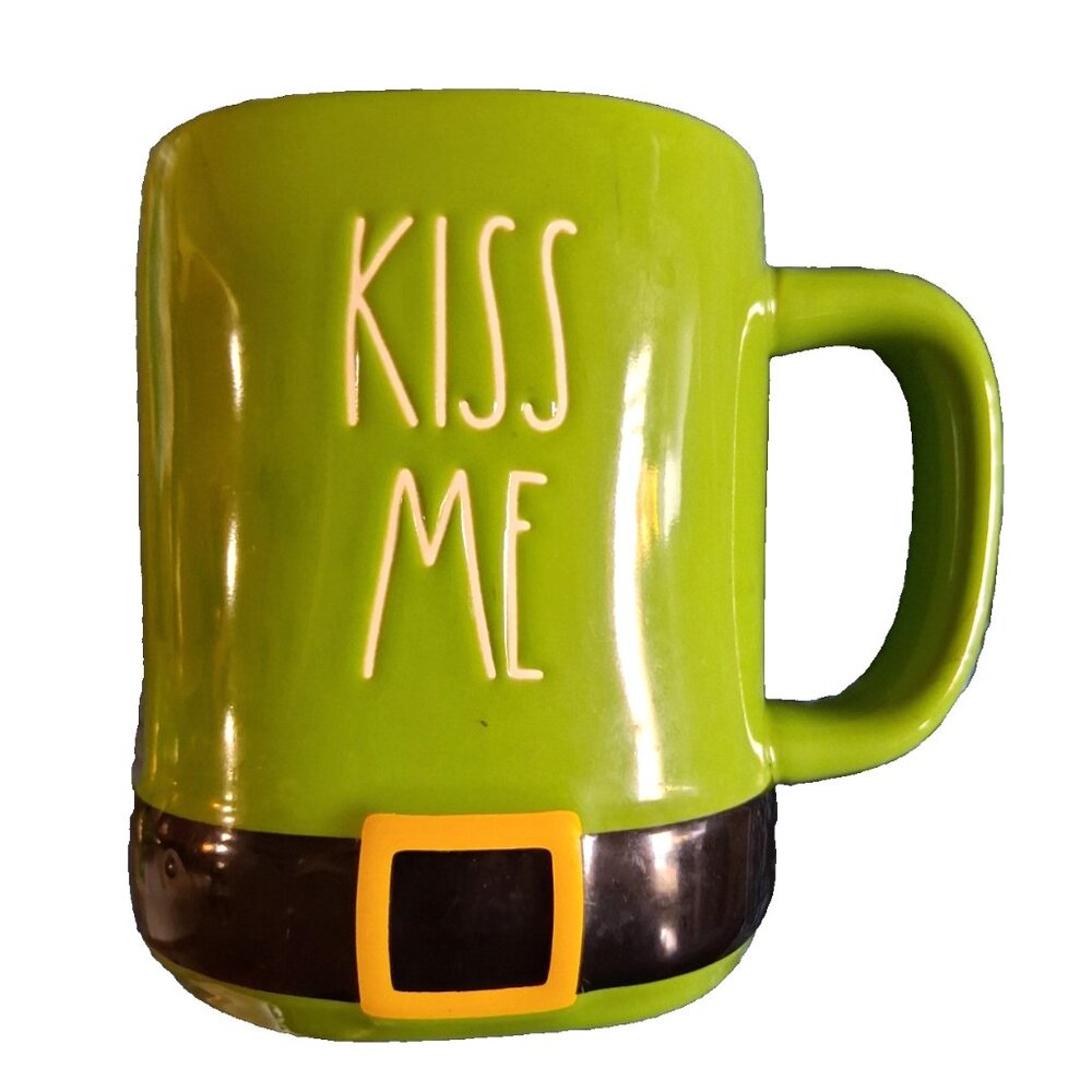 Rae Dunn Coffee Mug with black belt kiss me